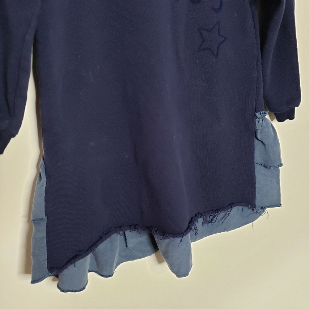 Zara 2-3Y Toddler Girl Cosmos Navy and Blue Ruffled Sweatshirt Dress - Picture 4 of 8